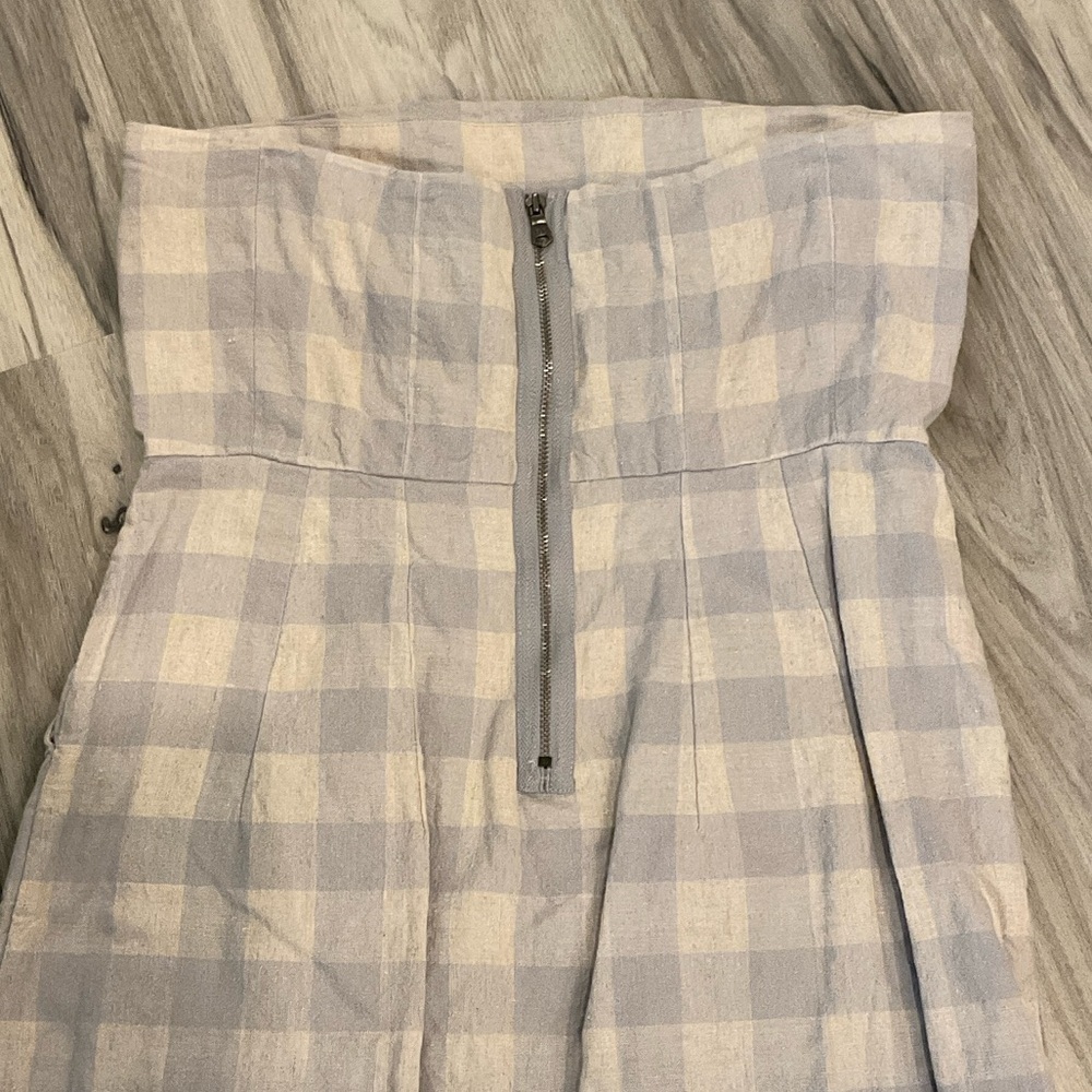 GAP Beige and Gray Checkered plaid Strapless Dress, Spring, Summer, Easter - Picture 5 of 8